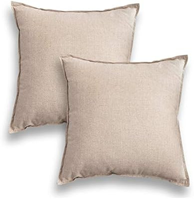 Jeanerlor Set of 2 Decorative Cotton Linen Couch 26"x26" Throw Pillow Case for Sofa Durable Class... | Amazon (US)