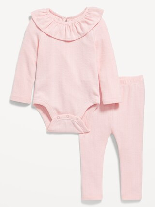 Ruffled Pointelle-Knit Bodysuit and Pants Set for Baby | Old Navy (US)