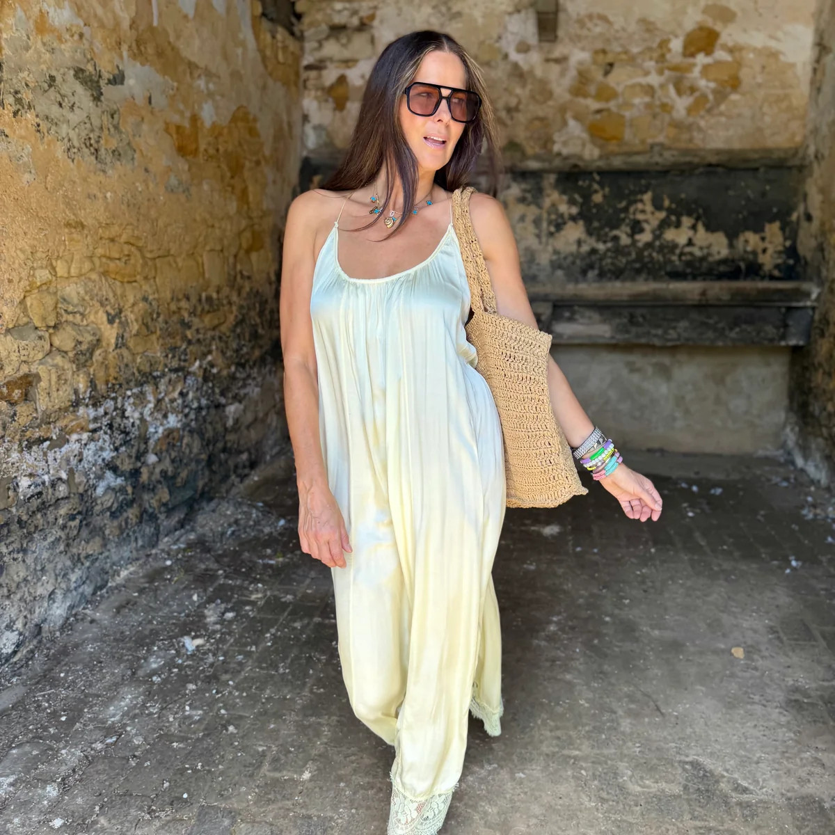 Posie Slip Dress - Lemon | Law and Co