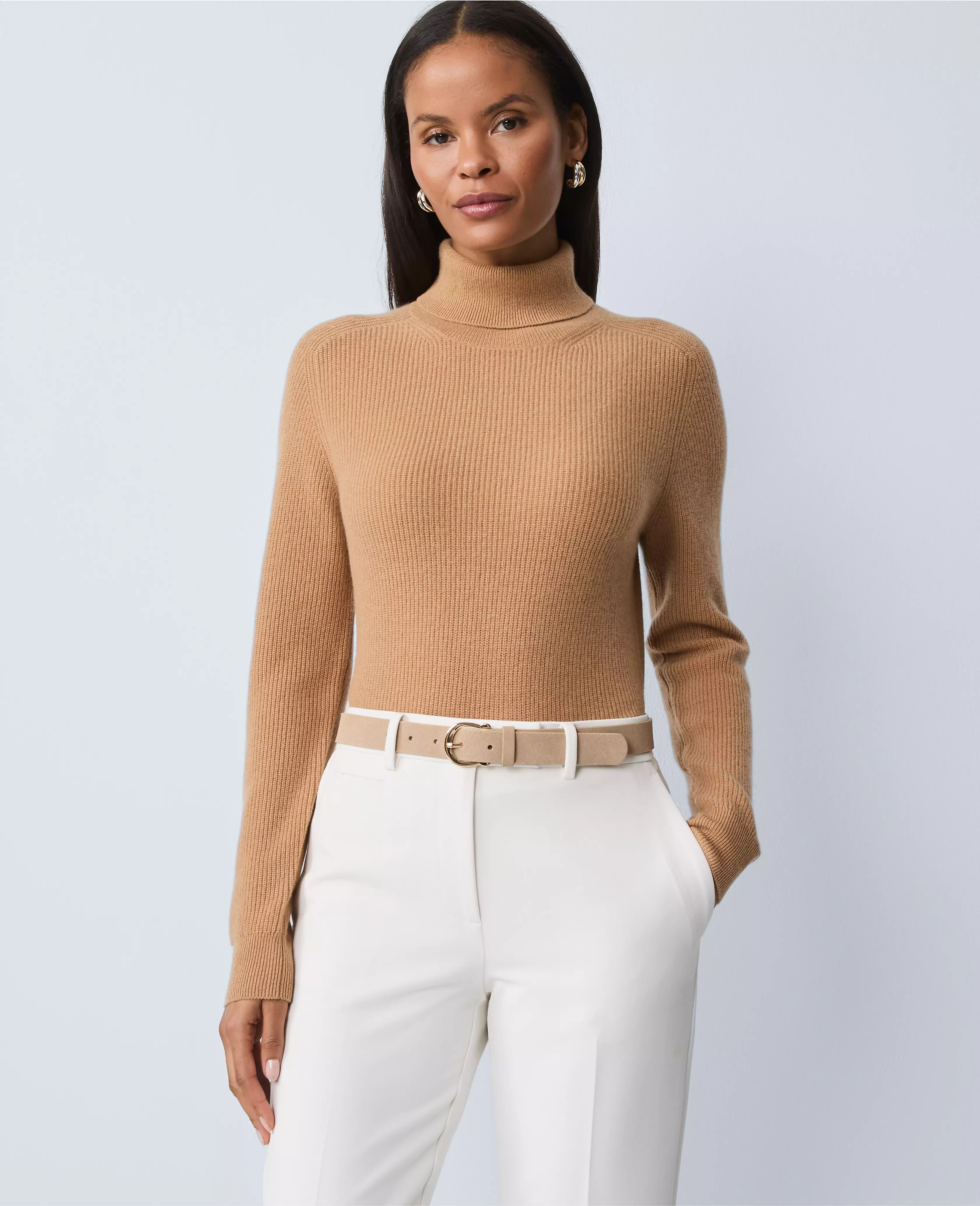 Cashmere Ribbed Turtleneck Sweater | Ann Taylor