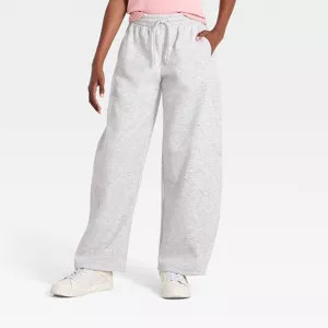Girls' Barrel Leg Star Applique Fleece Sweatpants - art class™ Pink L | Target