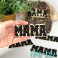 Mama Chenille Patch, Black 4"" Patch With Gold Glitter, Iron On, Adhesive Back | Etsy (US)
