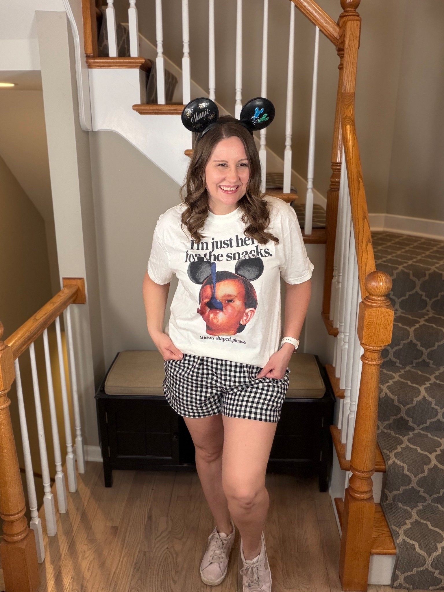 This outfit is giving comfy + cute with a little Disney magic 🖤✨

The graphic tee is such a fun one (I mean… same 😂🍿) and pairs perfectly with these lightweight gingham shorts—easy, breathable, and SO flattering for everyday wear! I love how you can throw this on with sneakers and feel put together without even trying 🙌

Perfect for park, resort days, or just hanging at home! 

#LTKStyle #CasualOutfits #MomStyle #DisneyStyle #EverydayOutfit #SummerStyle #ComfyAndCute #LTKFinds

#LTKootd #LTKgrwm #LTKMidsize