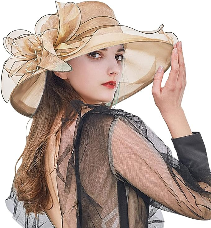 Derby Hat for Women 2023, Organza Tea Party Fascinator Hats Fashionable Church Hats Brides Beach ... | Amazon (US)