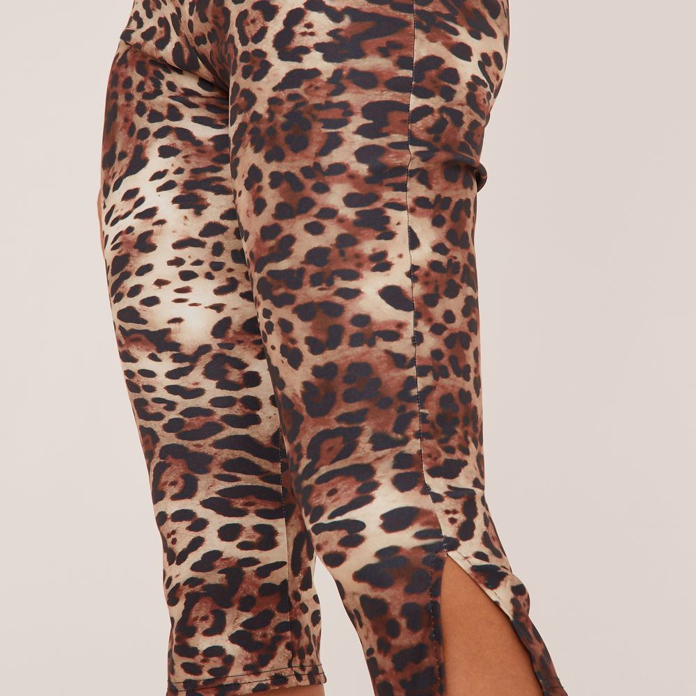 Low Rise Capri Trousers In Brown Leopard Print | EGO Shoes (US & Canada)