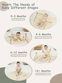 4-in-1 Wooden Baby Play Gym & Activity Mat, Soft Cotton Tummy Time Mat for Babies 0+,with 3 Detac... | Amazon (US)
