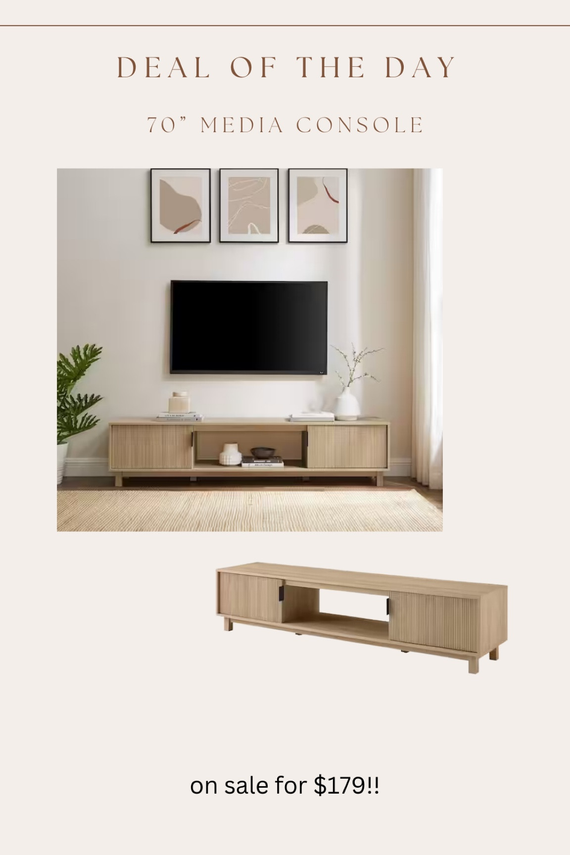 This is one of the best priced & prettiest styles I’ve seen for a media console that comes in this size - 70” 😍🙌🏻🙌🏻🙌🏻

#LTKsalealert #LTKhome