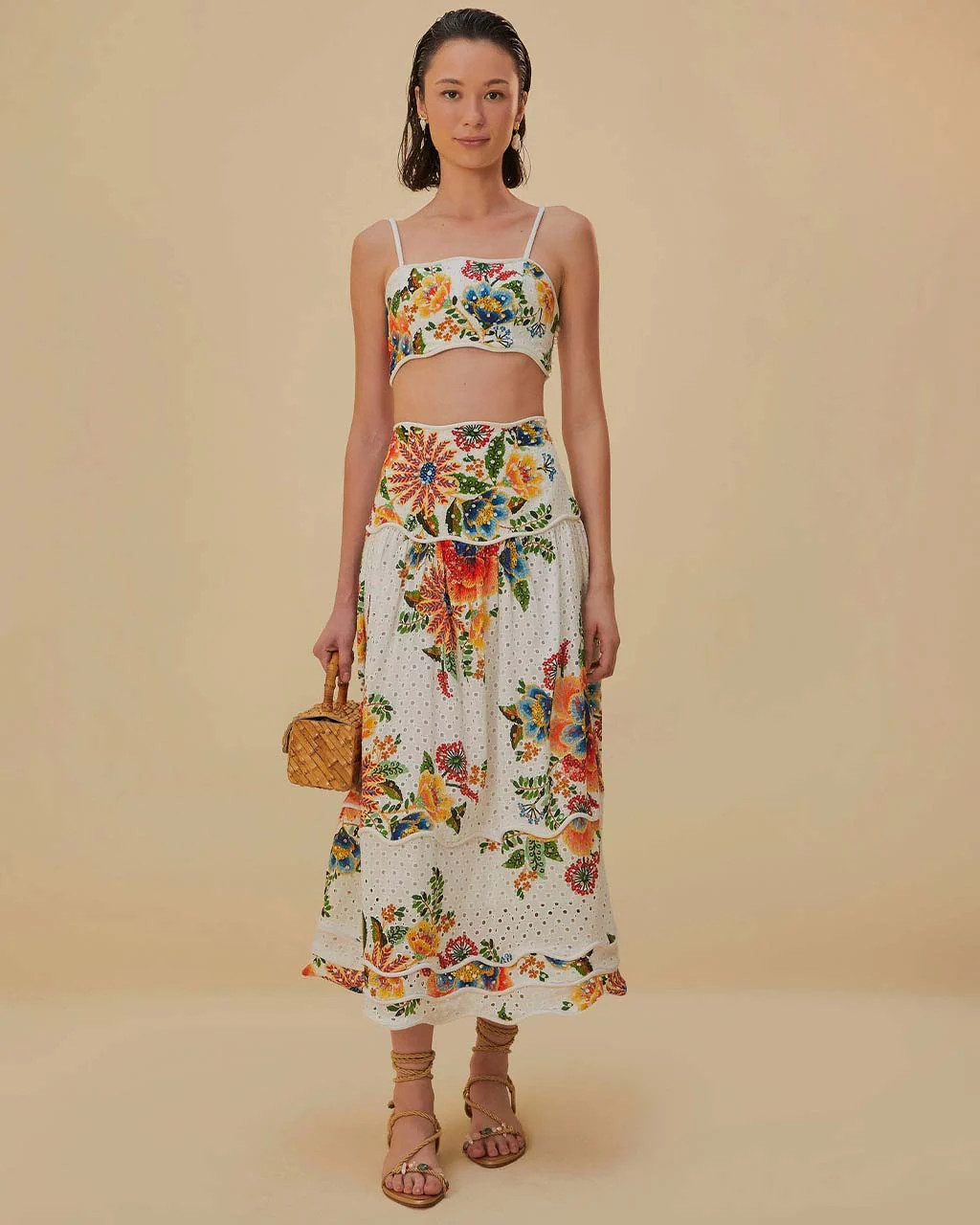 Off-White Delicate Garden Midi Skirt | ban.do