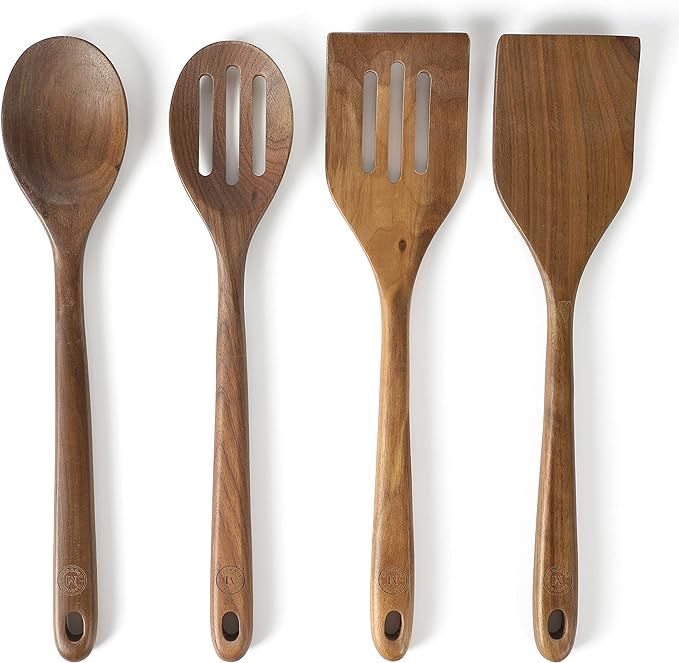 Martha Stewart Bainford 4-Piece Wooden Kitchen Tool Set - Walnut | Amazon (US)