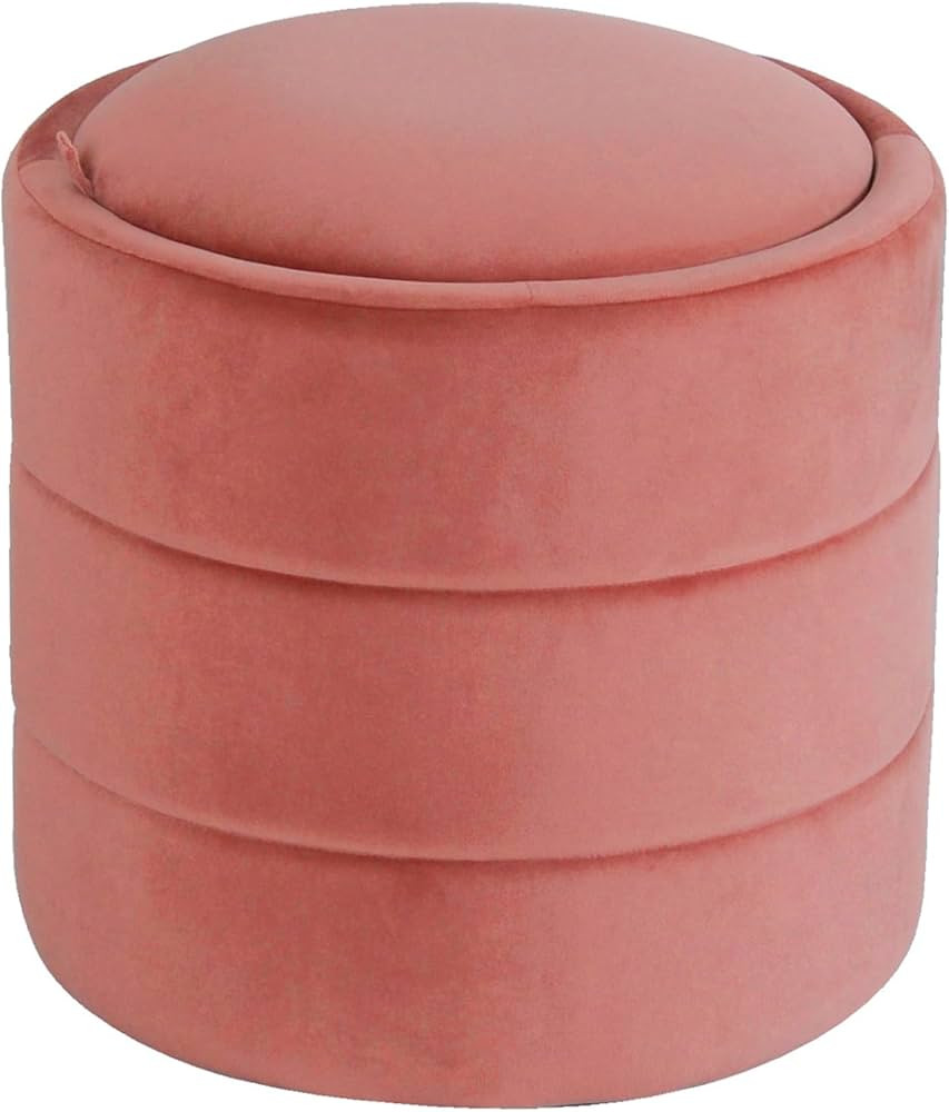 HomePop Storage Round Ottomanwith Removable Lid Home Décor|Upholstered Round Velvet Foot Rest Ot... | Amazon (US)