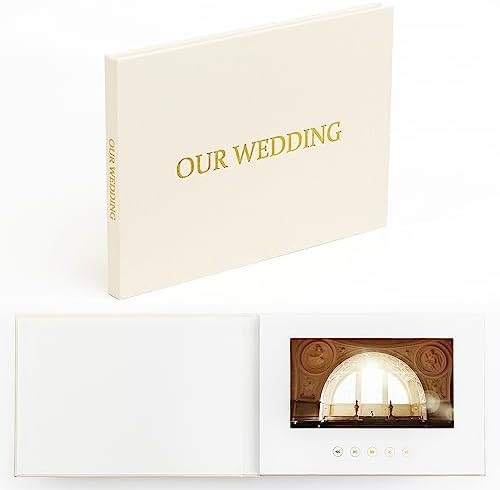 The Motion Books (OUR WEDDING - GOLD FOIL) | Luxury Linen Bound Wedding Video Book | Gold foil st... | Amazon (US)