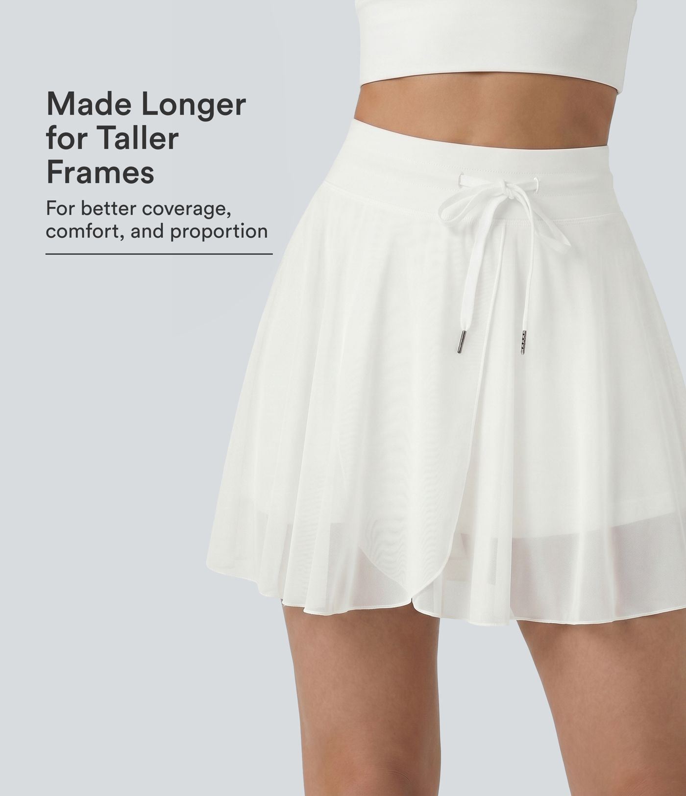 Women\u2019s High Waisted Drawstring Contrast Mesh 2-in-1 Pocket Flowy Mini Flare Casual Skirt-Lo... | HALARA