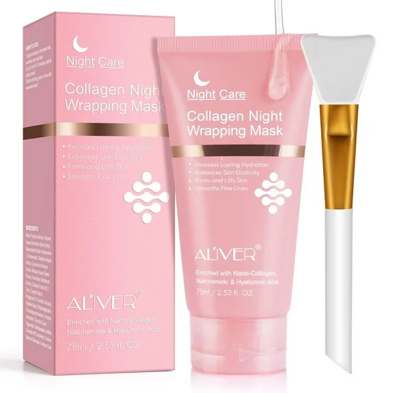 ALIVER Collagen Night Wrapping Mask, Peel Off Collagen Face Mask for Women, Anti-Aging, Elasticit... | Walmart (US)