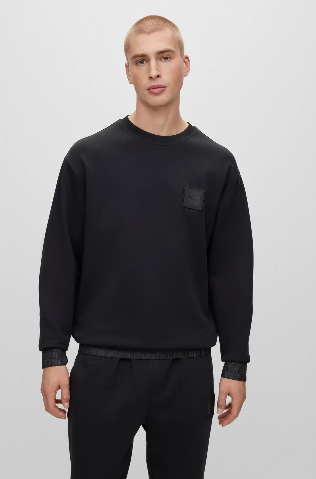 Stretch-cotton oversize-fit sweatshirt with logo patch | Hugo Boss (US)