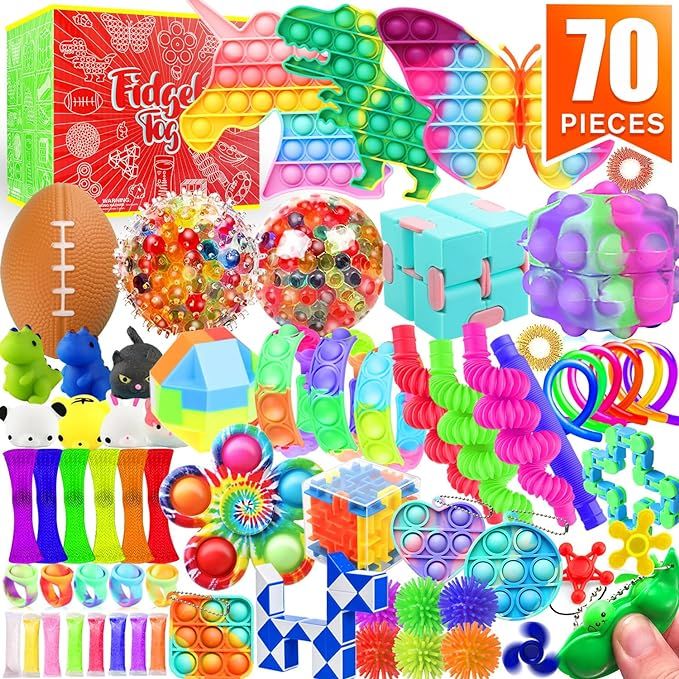 Fidget Toys Set, 70 Pack Sensory Toys Party Favors Kids Autism Autistic Children, Classroom Treas... | Amazon (US)