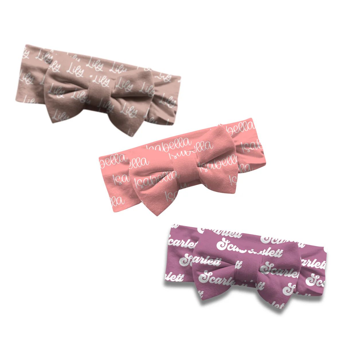 Personalized Name Knotted Headband Bow - Classic Name, With Font Preview | The Little Lemons Company