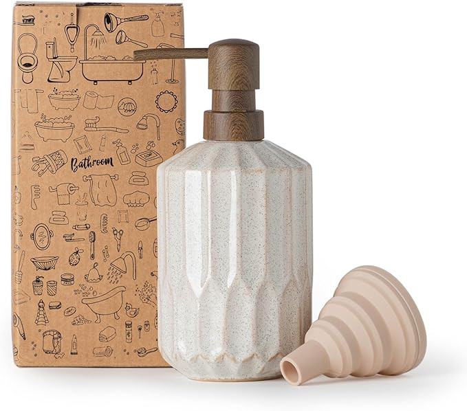 Fun Elements Bathroom Soap Dispenser, 16 Oz Luxurious Hand soap Dispenser for Bathroom, Ceramic L... | Amazon (US)