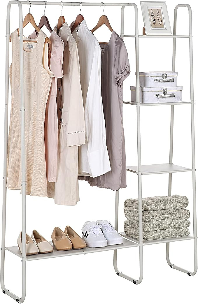SunnyPoint Freestanding Clothes Metal Garment and Accessories, Organizer Closet Rack (OFF-WHITE) | Amazon (US)