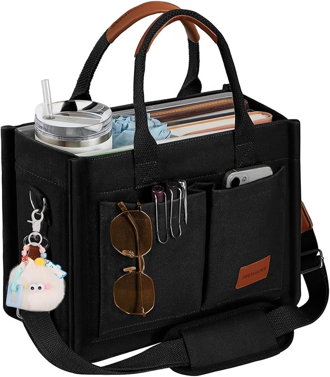 Canvas Tote Bag Purse for Women with Zipper Closure, Individual Compartments & Bottom Support | Amazon (US)