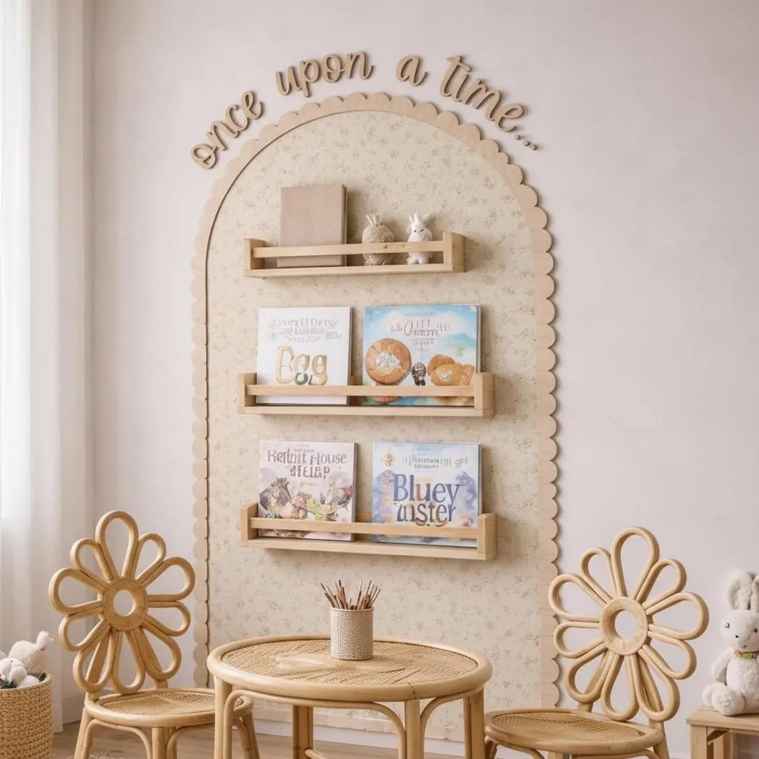 Once Upon A Time Wood Sign Curved Nursery Wall Decor Storybook Quote Arched Wall Trim Topper Wood... | Etsy (US)