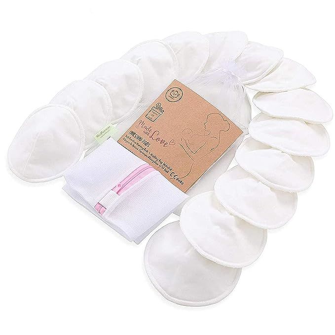 KeaBabies 14-Pack Organic Bamboo Nursing Breast Pads - Washable Pads + Wash Bag - Breastfeeding N... | Amazon (US)