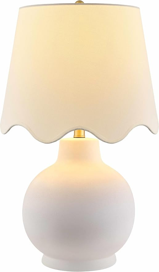 Ranshofen Boho Ceramic Bedside Table Lamp for Bedroom Nightstand and Living Room - Shade White Li... | Amazon (US)