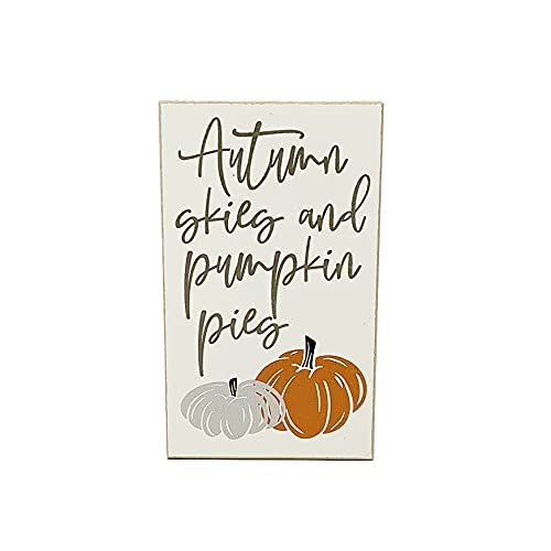 Mini Fall Sign - Autumn Skies and Pumpkin Pies Wooden - October Harvest Home Decor - Tiered Tray ... | Amazon (US)