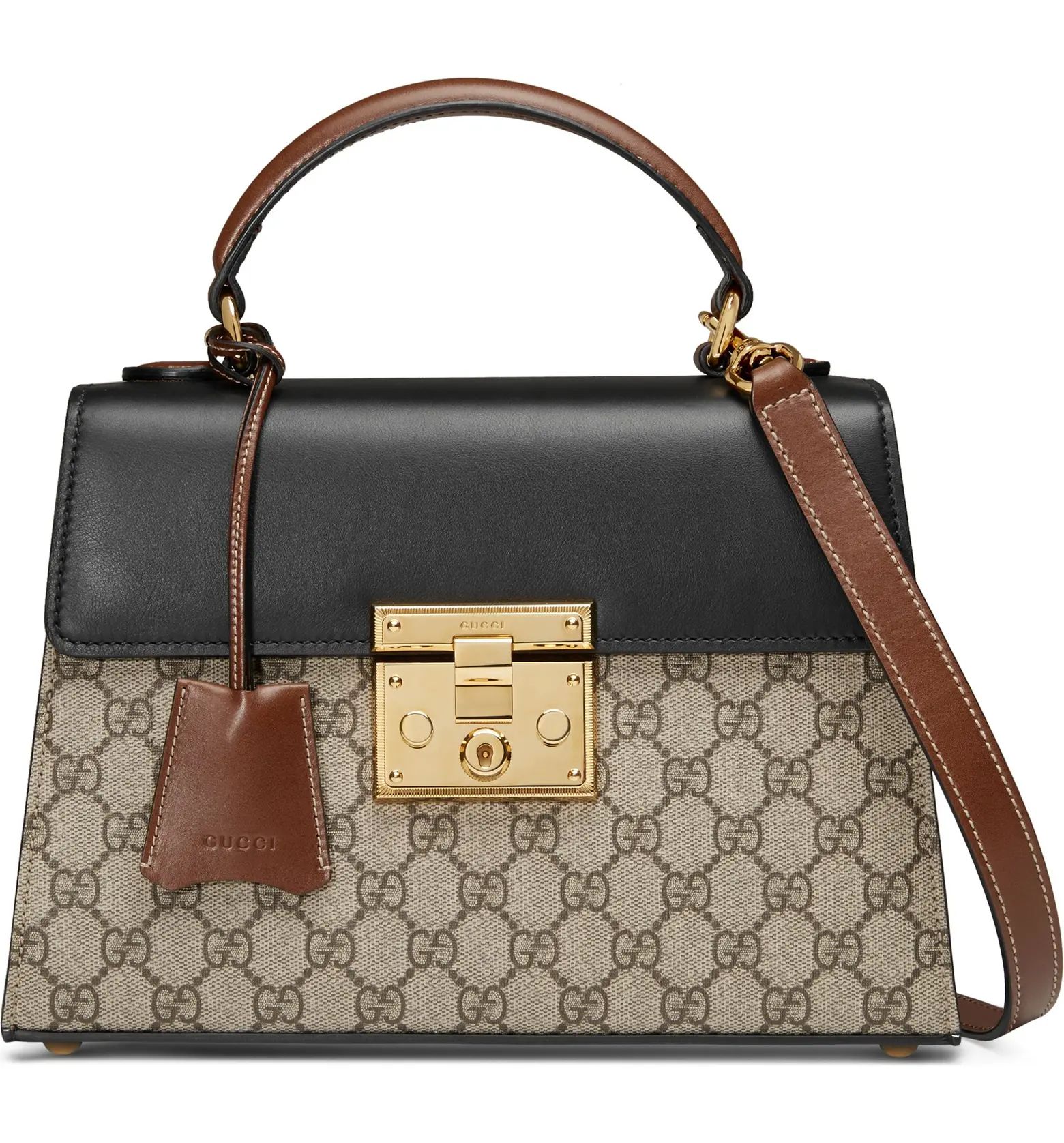 Small Padlock GG Supreme Canvas & Leather Top Handle Satchel | Nordstrom