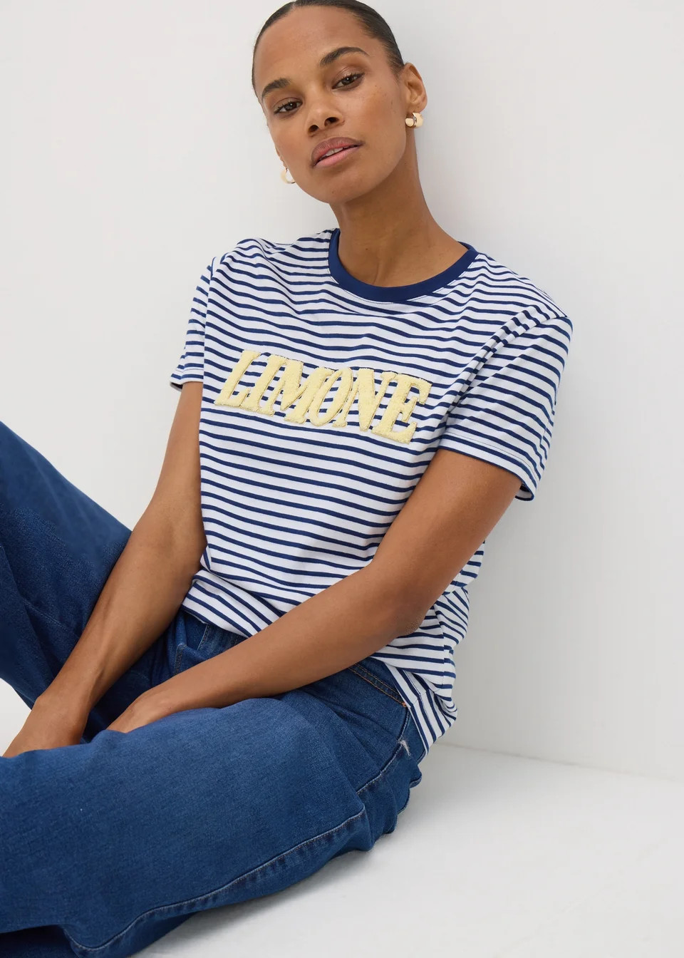 Navy Boucle Limone Stripe T-Shirt | Matalan (UK)