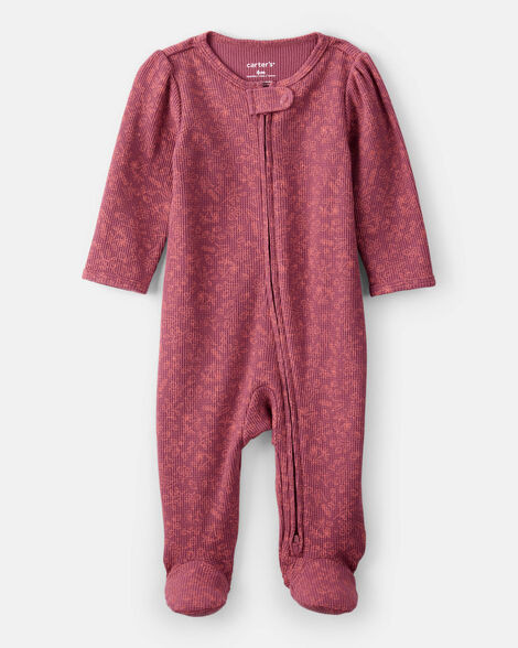 Baby Girl Floral Print Cotton Long-Sleeve 2-Way Zip Sleep & Play - Pink | Carter's Inc