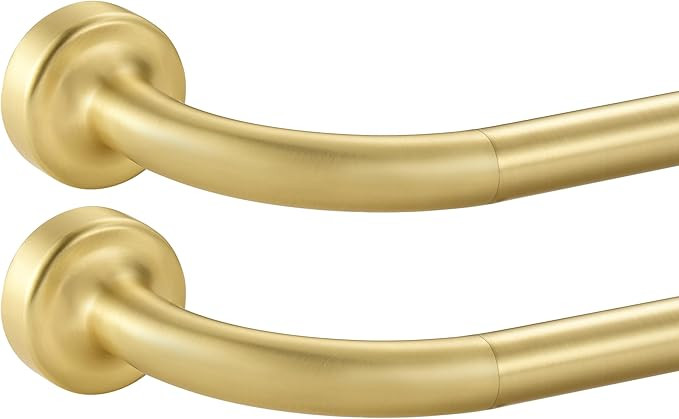 2 Pack Warm Gold Disc Curtain Rods, 48-84 Inches Window Curtain Rod,Adjustable Room Darkening Cur... | Amazon (US)