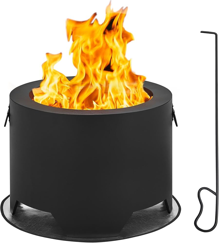 Yaheetech Fire Pit 23.5in Smokeless Fire Pit Tabletop with Stand Outdoor Wood Burning Firepit Set... | Amazon (US)