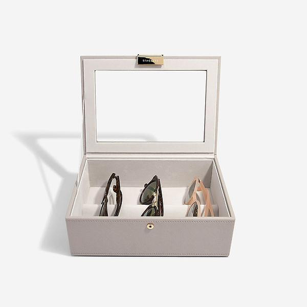 Stackers Taupe Classic Lidded Eyewear Storage Box | The Container Store