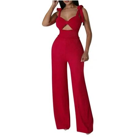 Women s Sexy Hollow Out Chiffon Rompers Suspender Solid High-Waist Jumpsuit Dressy Elegant Onesies for Wedding Party | Walmart (US)