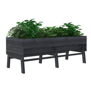 VEIKOUS 70 in. W Oversized Wooden Raised Garden Bed With Liner, Dark Gray PG0102-04GY-2 - The Hom... | The Home Depot