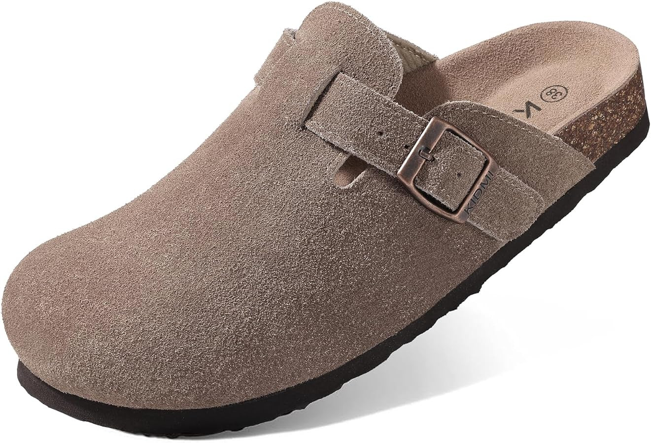 KIDMI Genuine Suede Clogs for Women Cork Footbed Sandals Leather Mules Potato Shoes with Arch Sup... | Amazon (US)