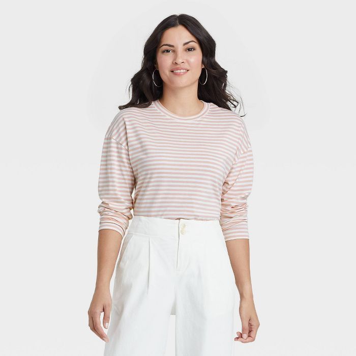 Women's Striped Long Sleeve French T-Shirt - A New Day™ | Target