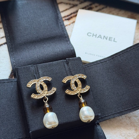 CHANEL Authentic Gold and White Pearl Earrings | Poshmark