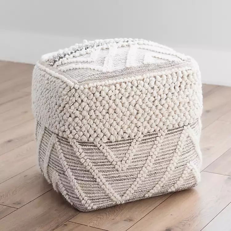 Adelle Neutral Hand Knotted Pouf | Kirkland's Home