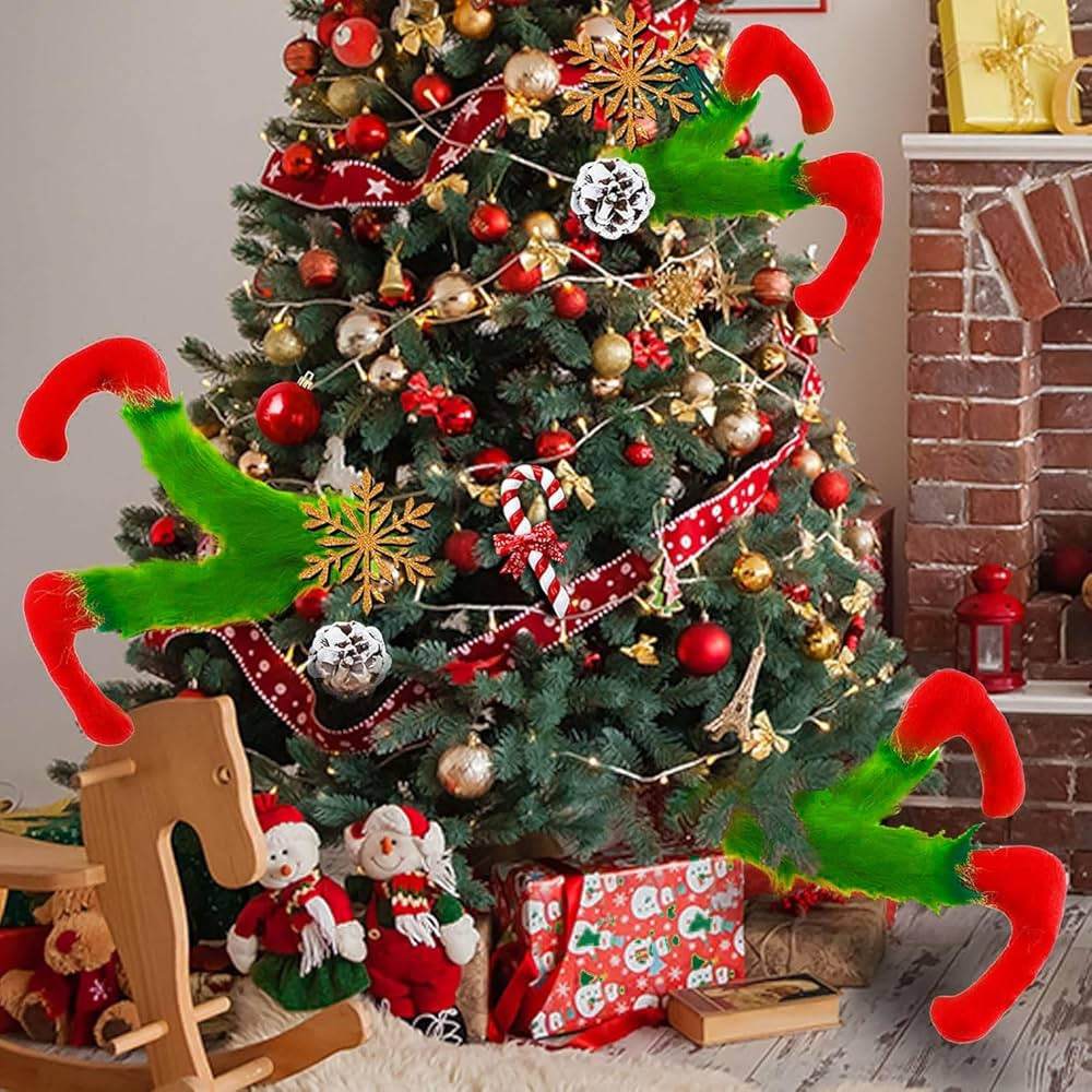 Aqratesez 3Pcs Christmas Grrinch Green Legs 24 Inch Furry Legs Hanging Decoration - Plush Christm... | Amazon (US)