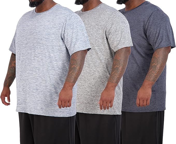 Real Essentials 3 Pack: Men’s Big & Tall Tech Stretch Long-Sleeve & Short-Sleeve Dry-Fit T-Shir... | Amazon (US)