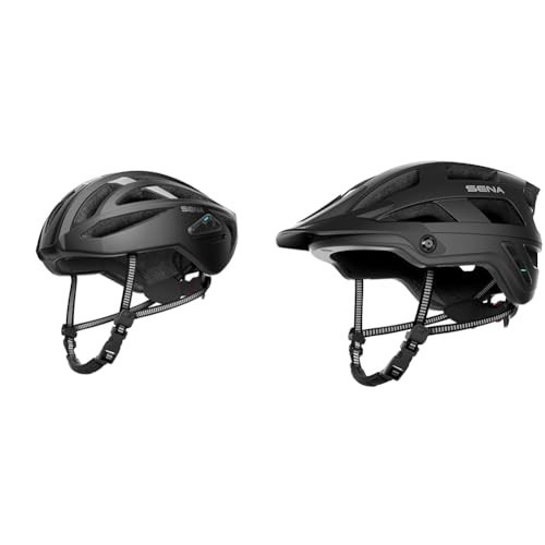 Sena R2 EVO Road Cycling Helmet (Matte Gray, Small) and M1 EVO Smart Mountain Bike Helmet (Matte Black, Large) Bundle | Amazon (US)