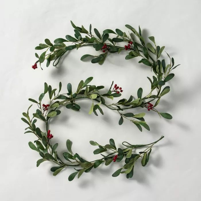 6' Faux Mistletoe with Red Berries Garland - Hearth & Hand™ with Magnolia | Target