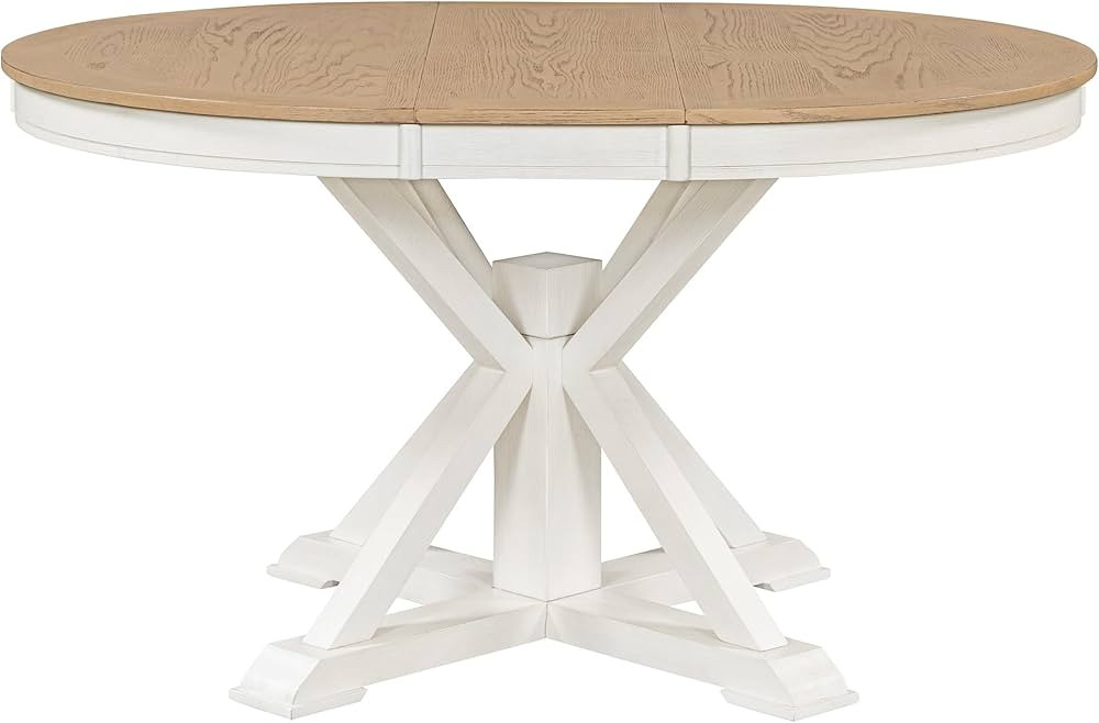 LUMISOL Round Dining Table for 6, 42"-54" Extendable Dining Table with a 12 Inch Leaf, Farmhouse ... | Amazon (US)