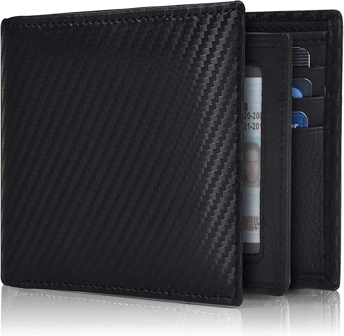 Black Wallet for Men | 9 Credit Card Slots | Bifold | Leather | RFID Wallet Blocking | Gift for M... | Amazon (UK)