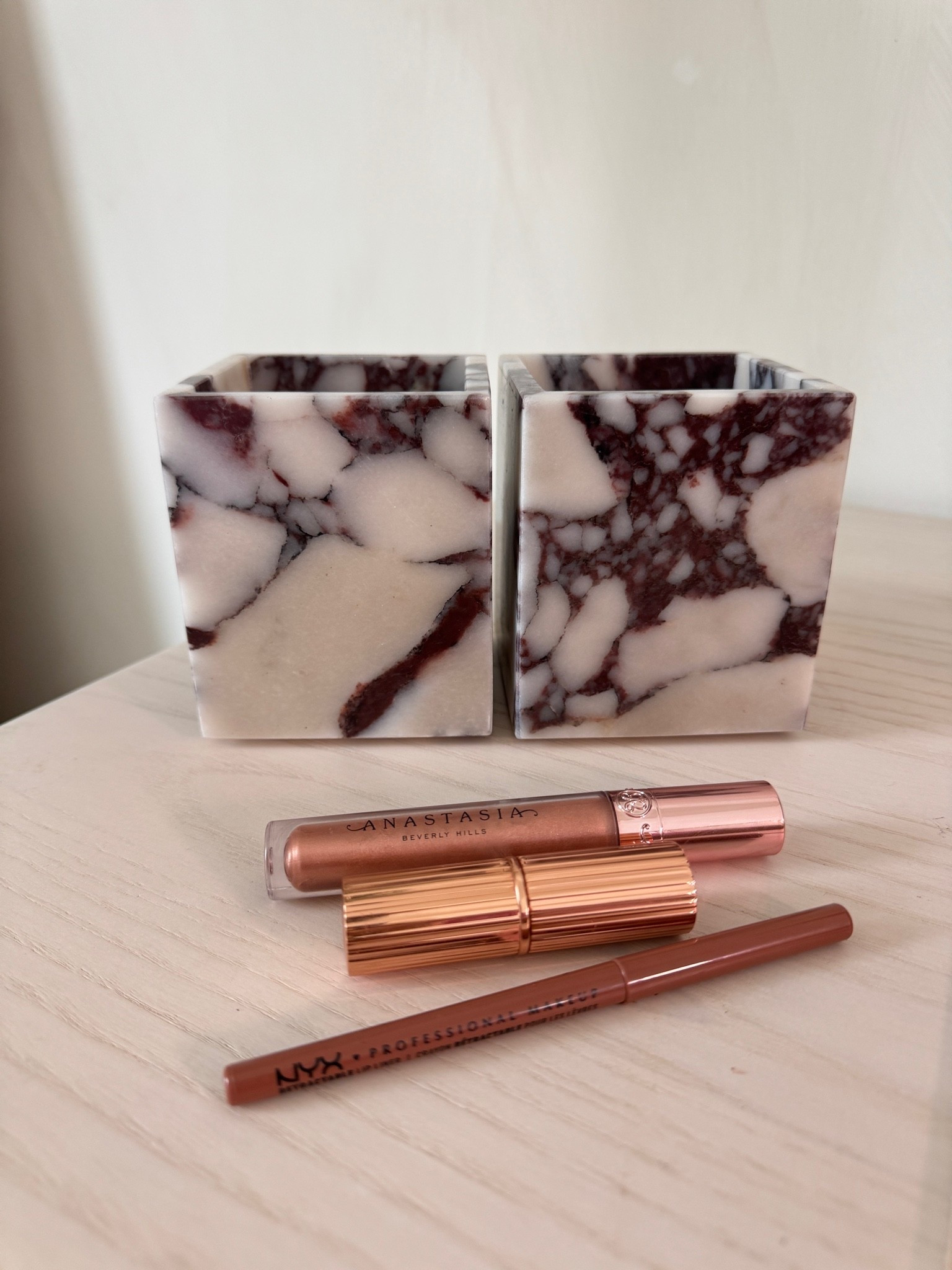 Lip combo I have been wearing lately. 

Liner shade natural 
Lipstick shade Kim KW 
Gloss shade pink ginger