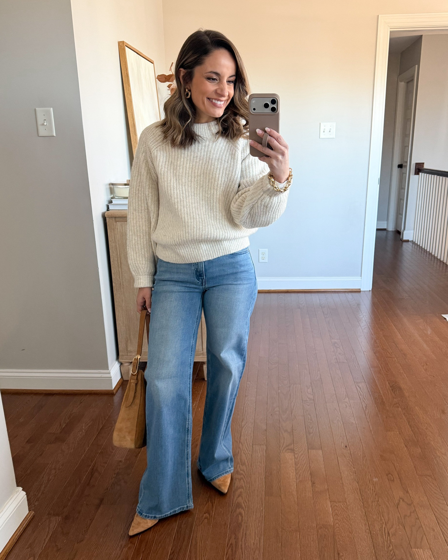 One neutral sweater under $25 styled three ways for petites!

Cream sweater (Kohl's): petite xs

Outfit 1:
Petite Mid-Rise Jeans Quince Luna Straight Wide Leg: 24 - true to size 94% organic cotton/ 5% Elastrell / 1% Lycra 9” rise / 29.5” inseam / 8.5” leg opening - these shrink in the wash which helps with the long inseam. After drying they measure just above 28.5”. 
Boots: tts

Outfit 2:
Pants (BR Factory): petite xxs - 10” rise, 27” inseam, so comfortable but the fabric is elevated enough to wear to work!  White top (Quince): xs
Sneakers: tts

Outfit 3:
Jeans (Madewell): petite 24 mckinney wash
Layering Top (Quince): xs
Sneakers: tts 

My measurements for reference: I’m 4’10” and 105lbs. My bust, waist, and hip measurement is 32”, 24”, and 36”.

#LTKPetite #LTKSaleAlert #LTKootd