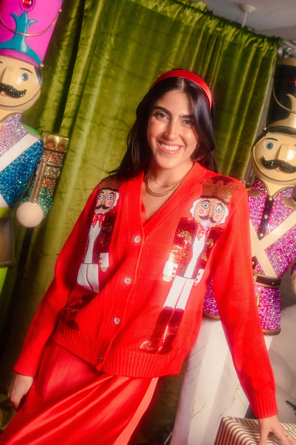 Red Nutcracker in Leopard Blazer Cardigan | Queen of Sparkles