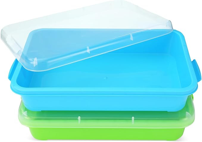 Sensory Bin Sand Tray with Lid for Toddlers 2 Pcs 15in Portable Sandbox Toy Large Plastic Tray fo... | Amazon (US)
