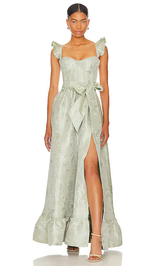 Veronica Gown in Sage Windsor Brocade | Revolve Clothing (Global)